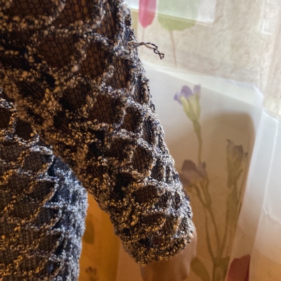 Blue Metallic Stretch Knit Tunic Top - Picture 10 of 11